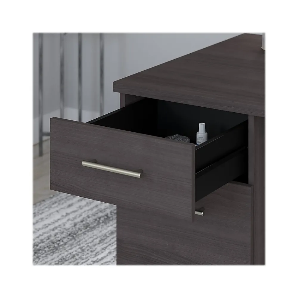 L-Desks*Bush Furniture Somerset 72"W 3 Position Sit to Stand L Shaped Desk with Hutch and File Cabinet, (SET016SG) Storm Gray