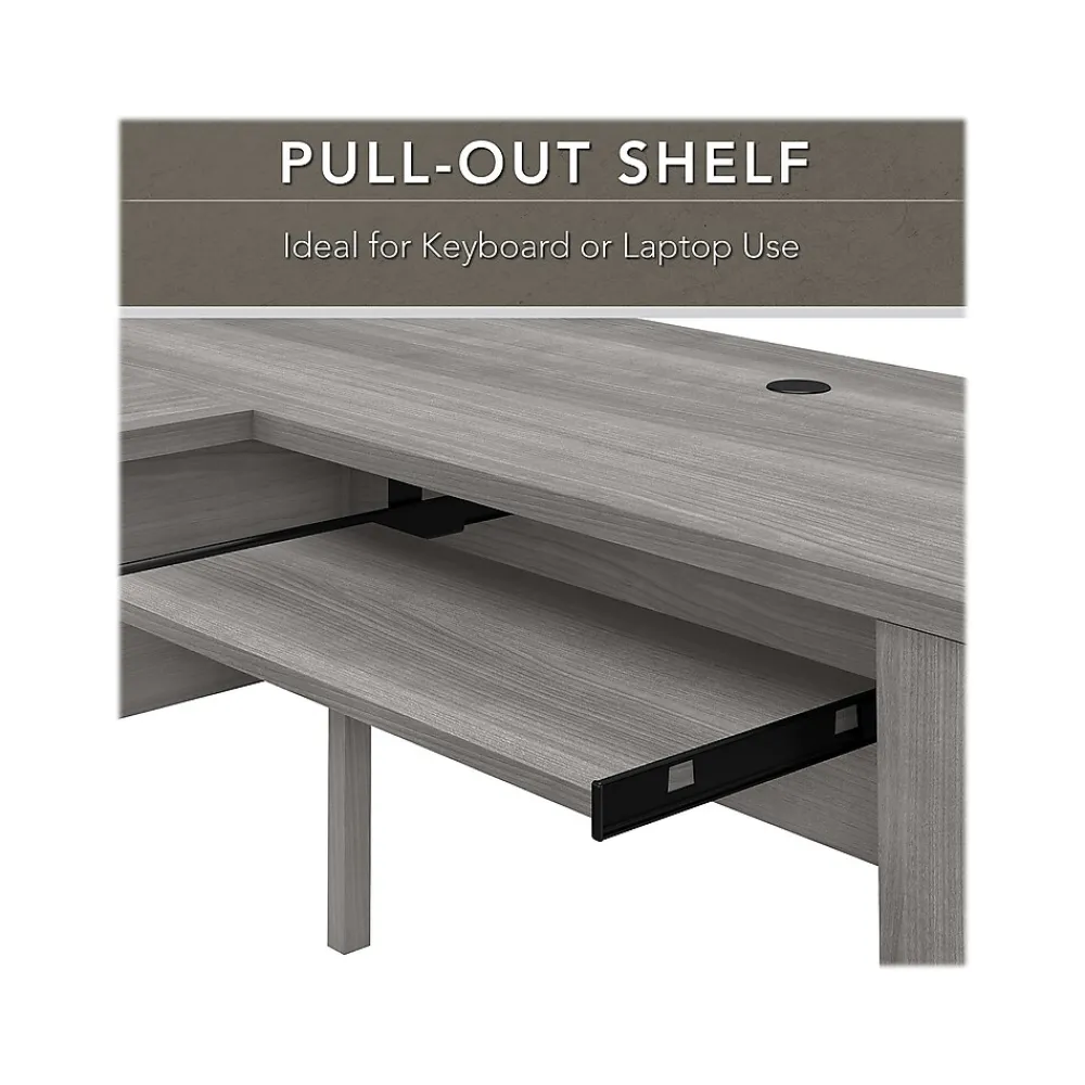 Office Desks*Bush Furniture Somerset 60"W L Shaped Desk with Hutch, (SET002PG) Platinum Gray