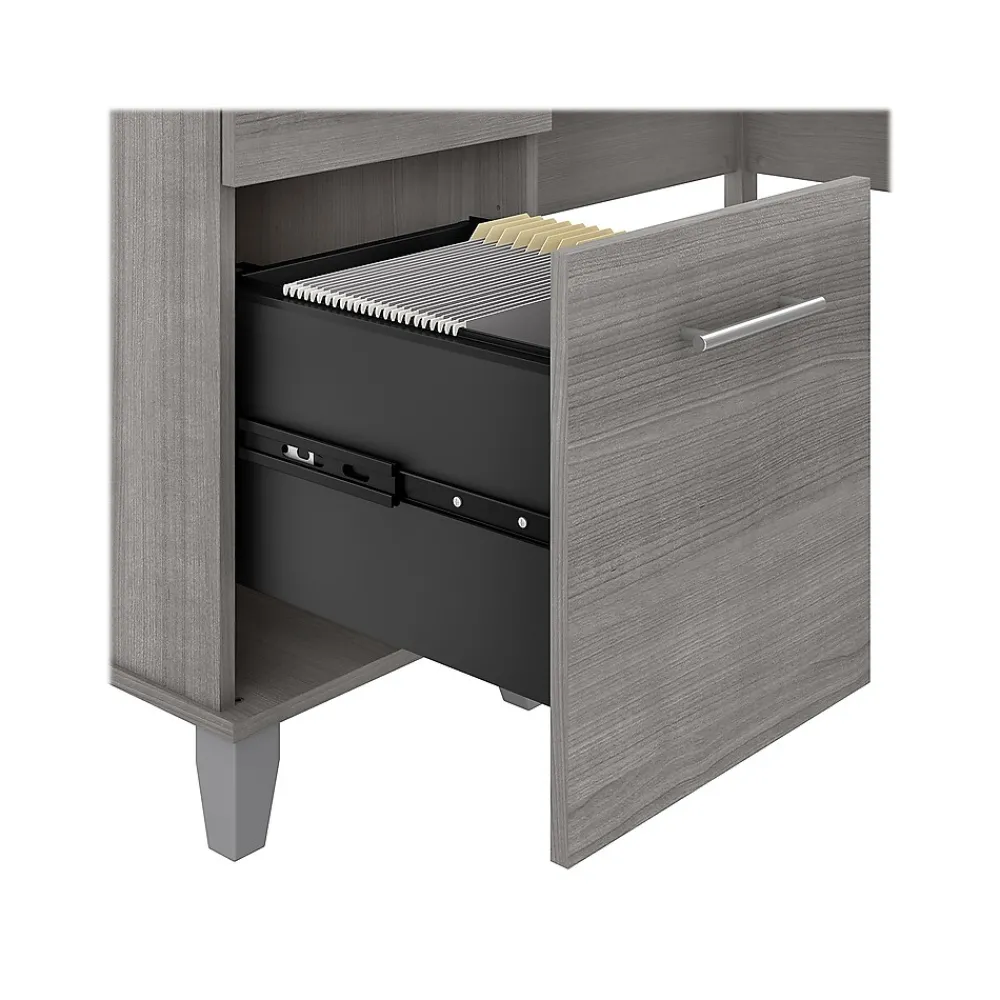 Office Desks*Bush Furniture Somerset 60"W L Shaped Desk with Hutch, (SET002PG) Platinum Gray