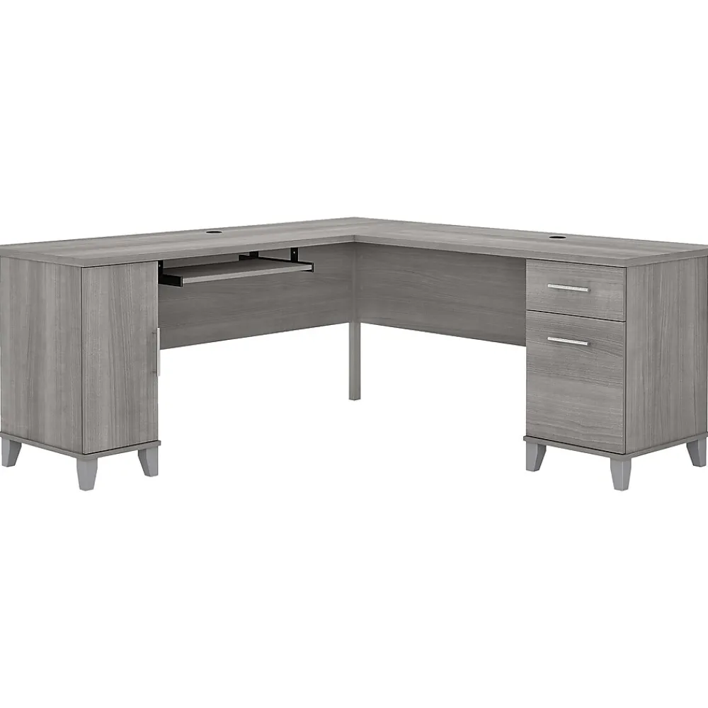 L-Desks*Bush Furniture Somerset 72"W L Shaped Desk with Storage, (WC81210K) Platinum Gray