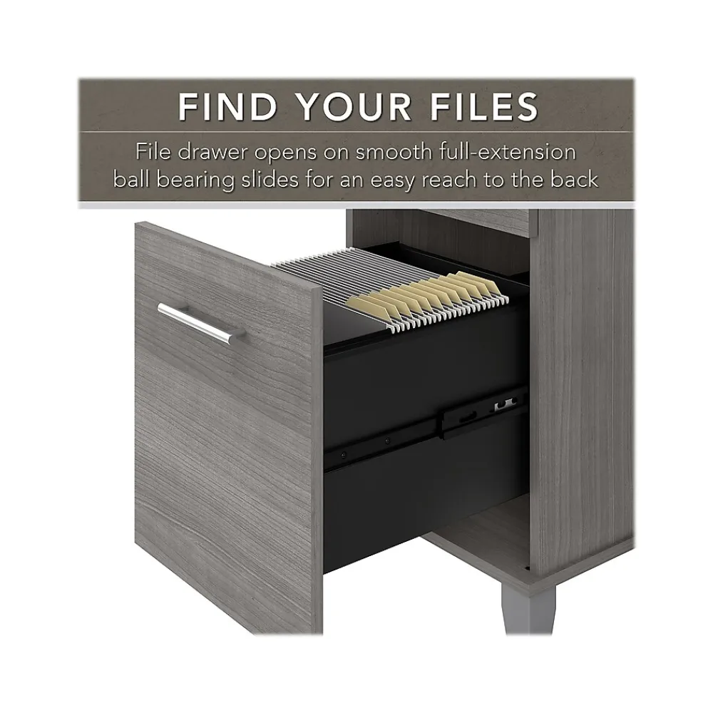 L-Desks*Bush Furniture Somerset 72"W 3 Position Sit to Stand L Shaped Desk with Hutch and File Cabinet, (SET016PG) Platinum Gray