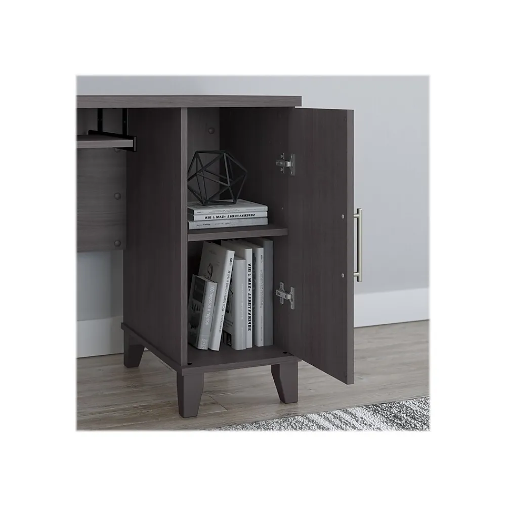 Office Desks*Bush Furniture Somerset 60"W L Shaped Desk with Storage, (WC81530K) Storm Gray