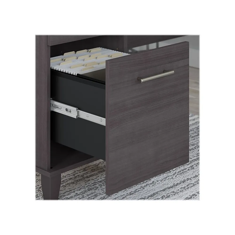Office Desks*Bush Furniture Somerset 60"W L Shaped Desk with Storage, (WC81530K) Storm Gray
