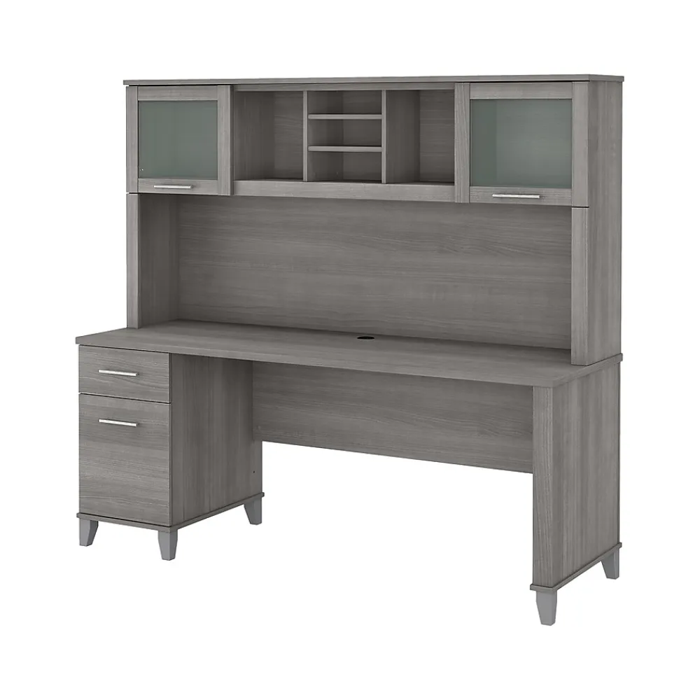 Computer Desks*Bush Furniture Somerset 72"W Office Desk with Drawers and Hutch, (SET018PG) Platinum Gray