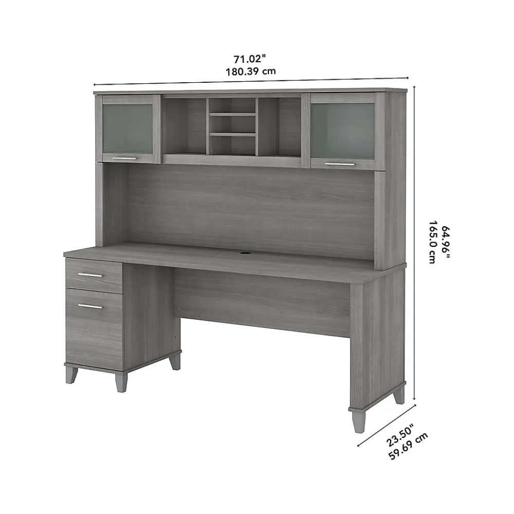 Computer Desks*Bush Furniture Somerset 72"W Office Desk with Drawers and Hutch, (SET018PG) Platinum Gray