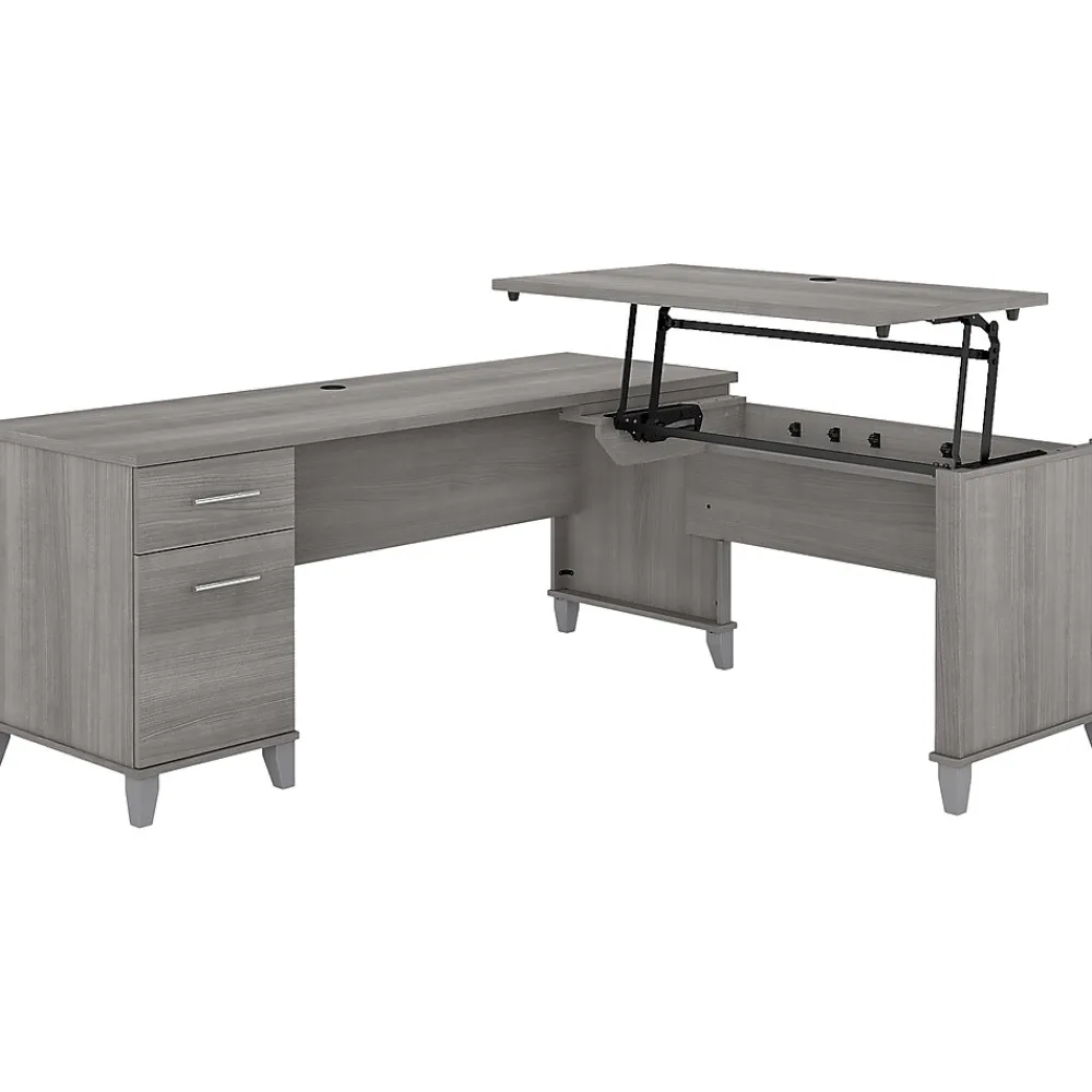 L-Desks*Bush Furniture Somerset 72"W 3 Position Sit to Stand L Shaped Desk, (SET014PG) Platinum Gray