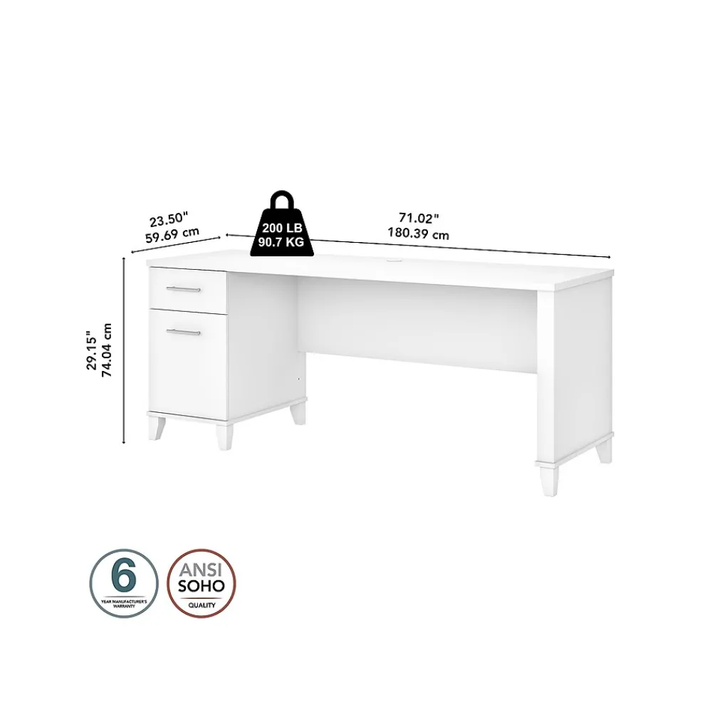 Computer Desks*Bush Furniture Somerset 72"W Office Desk with Drawers, (WC81972) White