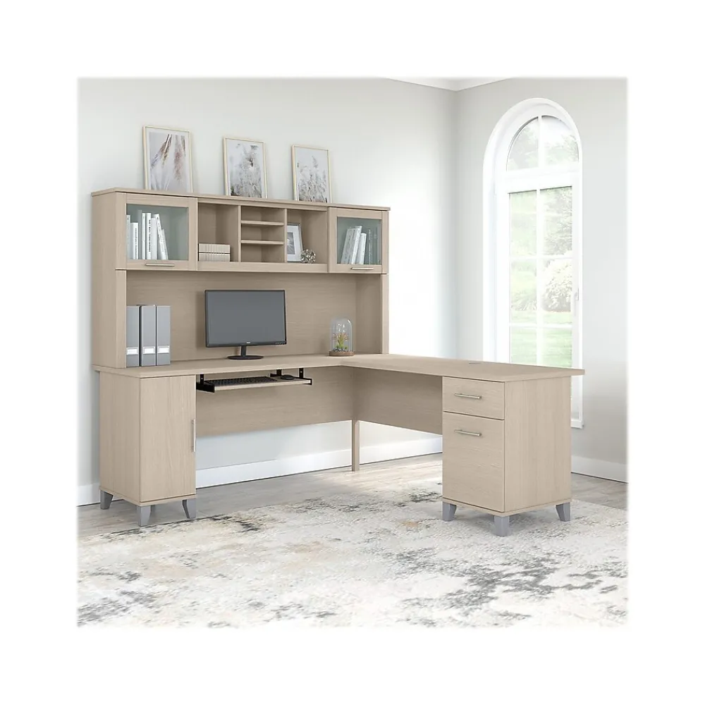 Computer Desks*Bush Furniture Somerset 72"W L Shaped Desk with Hutch, (SET001SO) Sand Oak