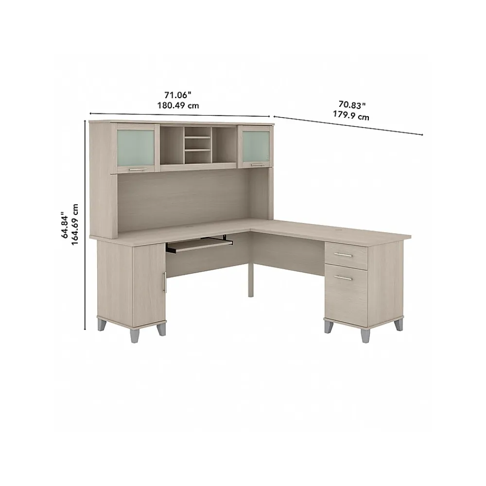 Computer Desks*Bush Furniture Somerset 72"W L Shaped Desk with Hutch, (SET001SO) Sand Oak