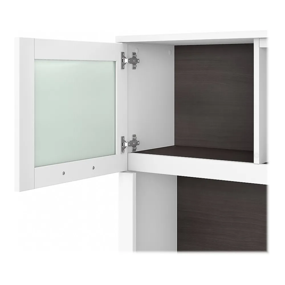 L-Desks*Bush Furniture Somerset 72"W L Shaped Desk with Hutch, (SET001SGWH) Storm Gray/White