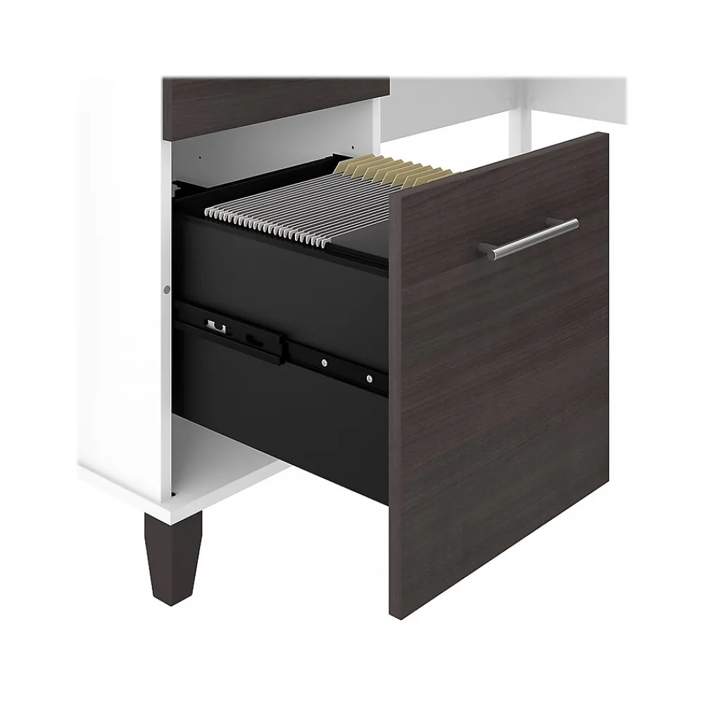 L-Desks*Bush Furniture Somerset 60"W L Shaped Desk with Storage, (WC81030K) Storm Gray/White