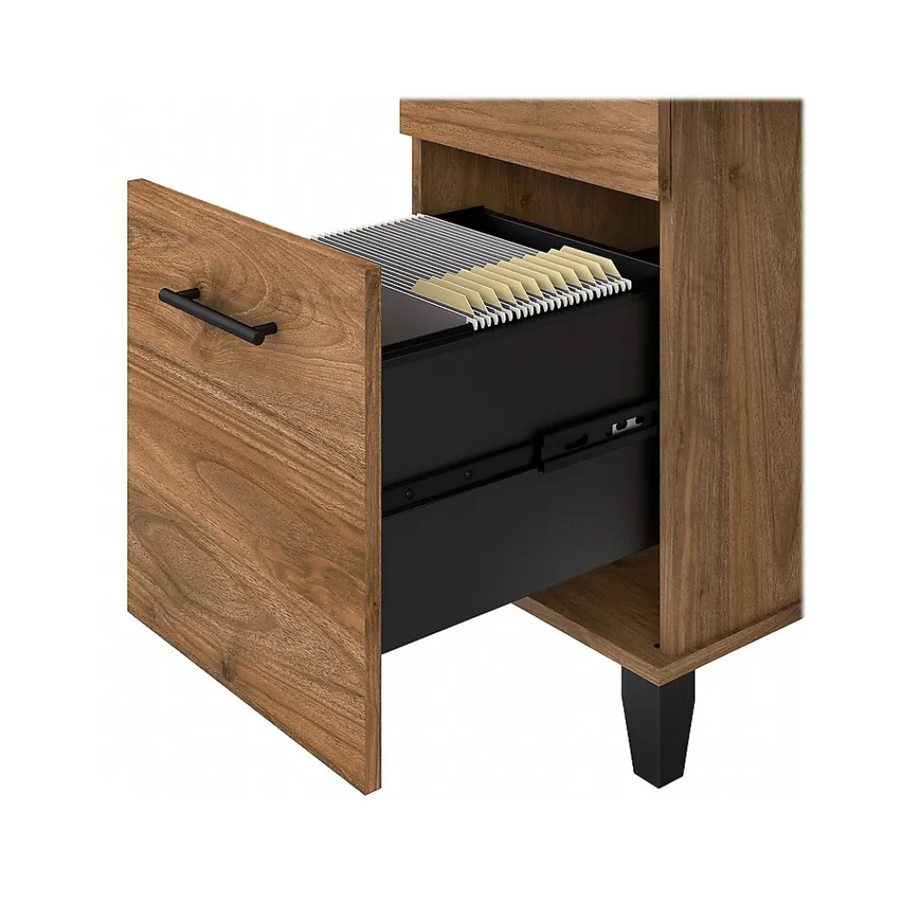 L-Desks*Bush Furniture Somerset 72"W 3 Position Sit to Stand L Shaped Desk with Hutch, (SET015FW) Fresh Walnut