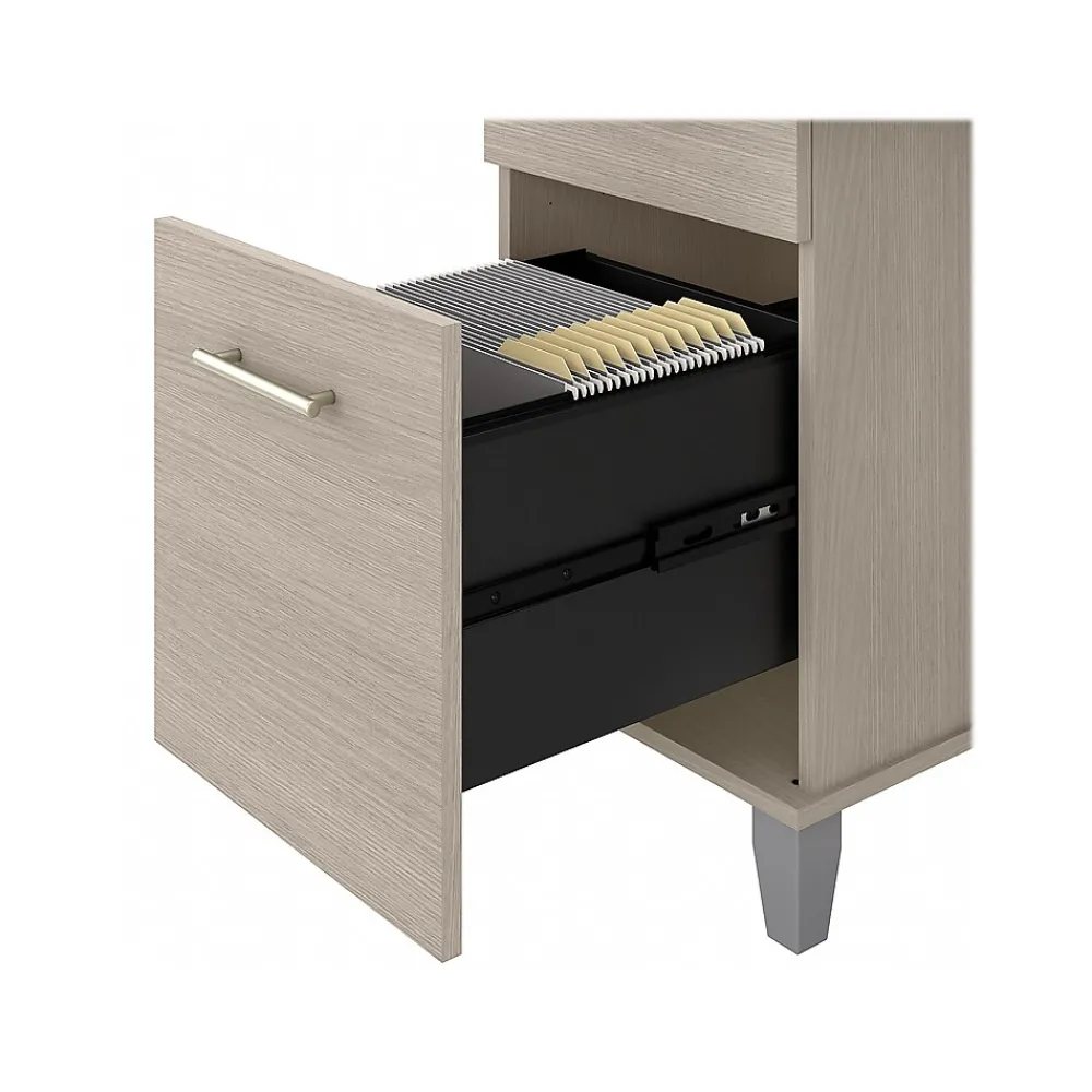 L-Desks*Bush Furniture Somerset 72"W 3 Position Sit to Stand L Shaped Desk with Hutch, (SET015SO) Sand Oak