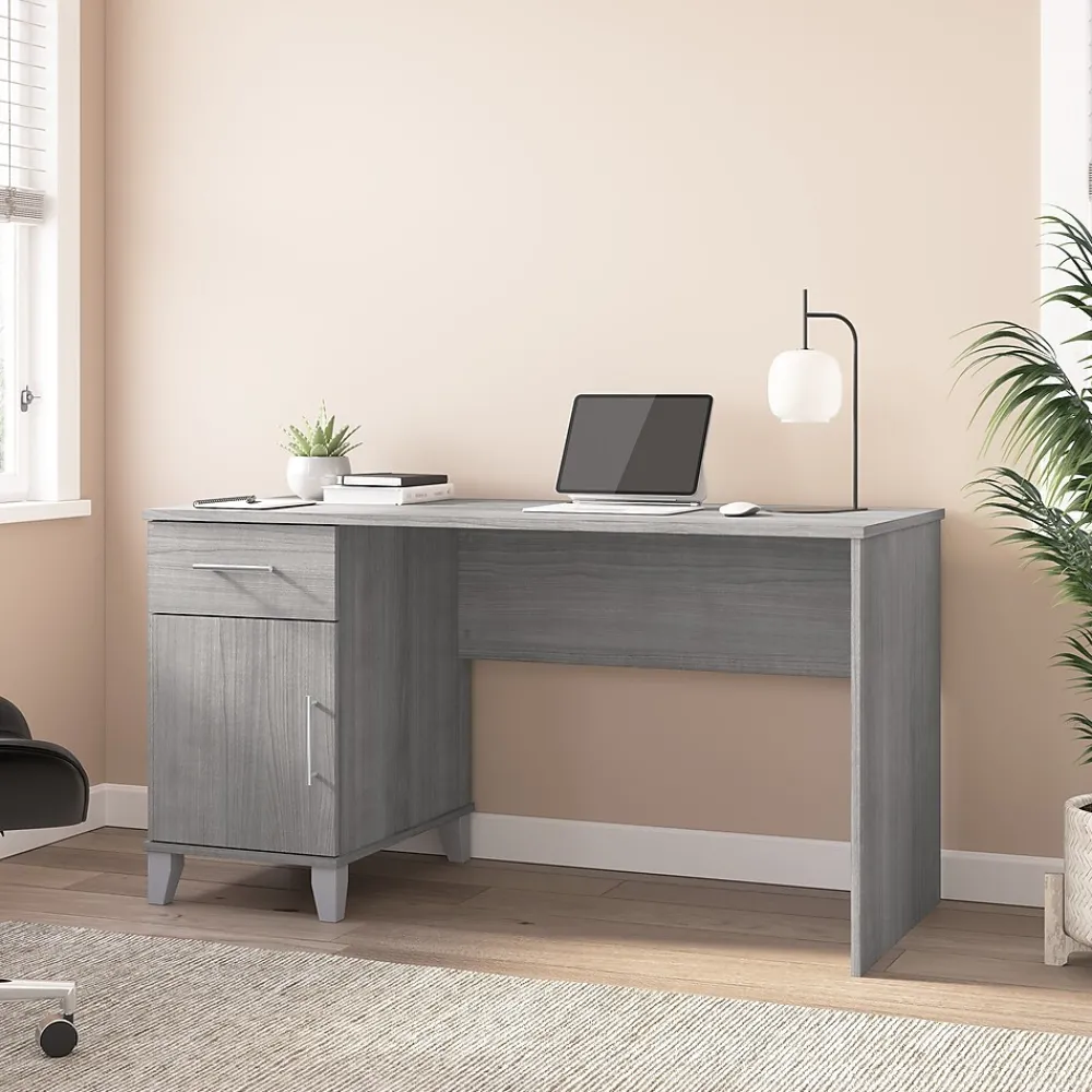 Corner Desks*Bush Furniture Somerset 54"W Office Desk with Drawer and Storage Cabinet, Platinum Gray (WC81254)