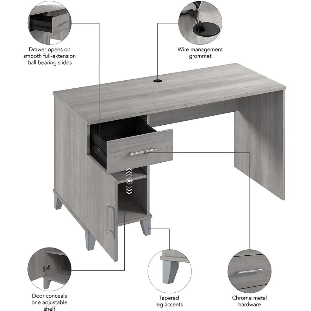 Corner Desks*Bush Furniture Somerset 54"W Office Desk with Drawer and Storage Cabinet, Platinum Gray (WC81254)
