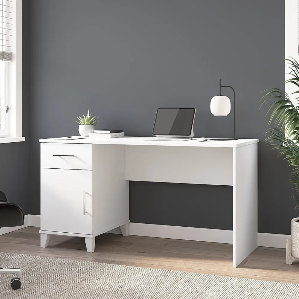 Corner Desks*Bush Furniture Somerset 54"W Office Desk with Drawer and Storage Cabinet, White (WC81954)