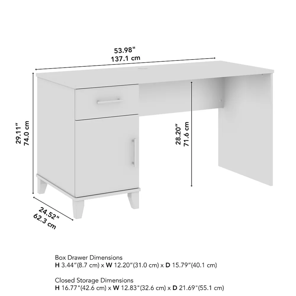 Computer Desks*Bush Furniture Somerset 54"W Office Desk with Drawer and Storage Cabinet, Ash Gray (WC81654)
