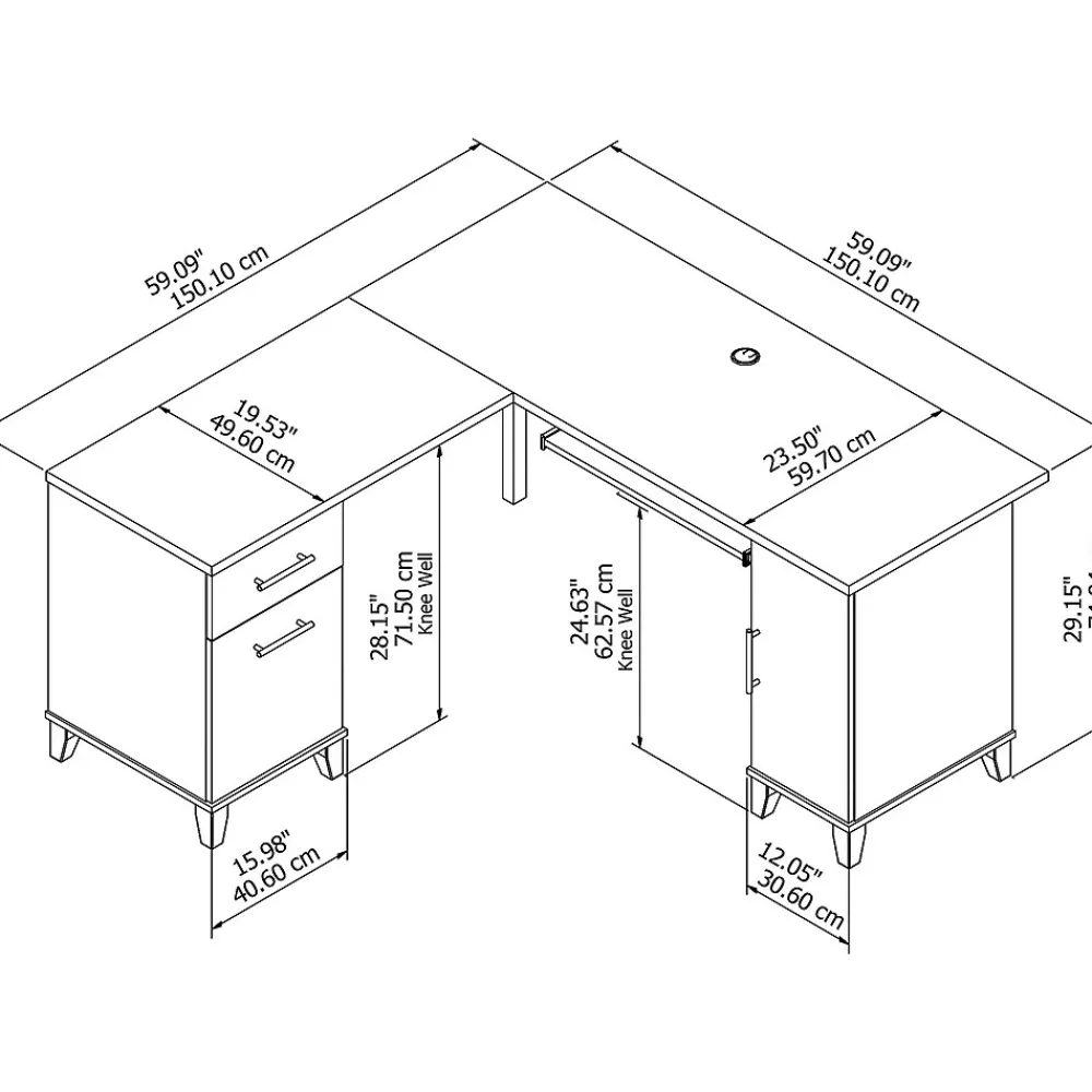 L-Desks*Bush Furniture Somerset 60"W L Shaped Desk with Storage, (WC81430K) Maple Cross