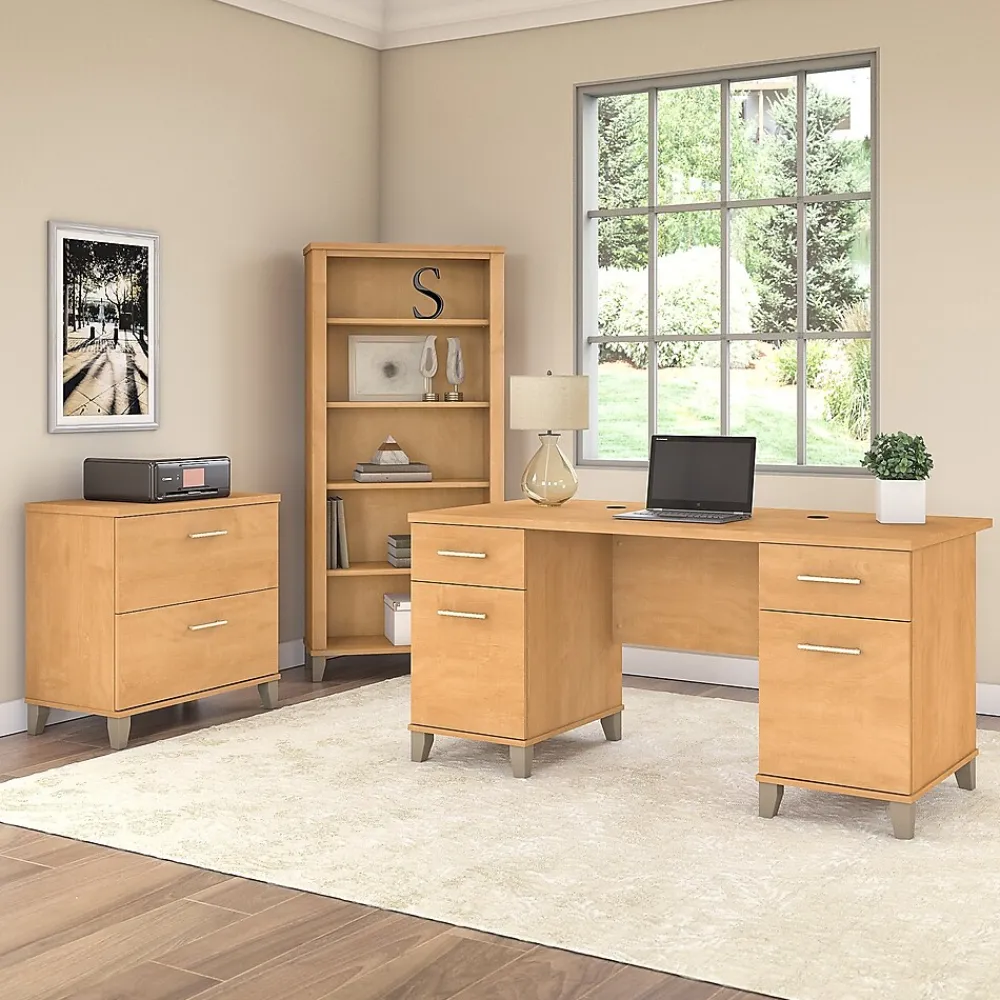 Office Desks*Bush Furniture Somerset 60"W Desk, (WC81428) Maple Cross