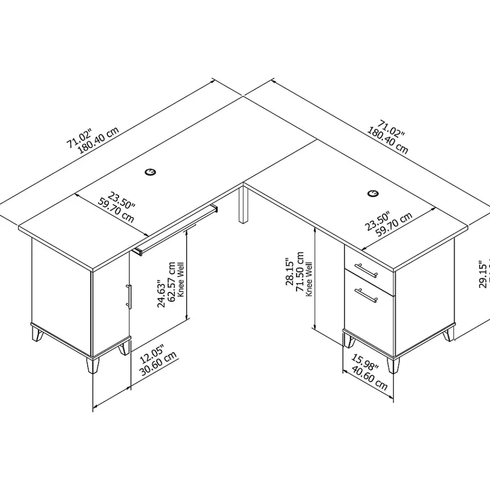 L-Desks*Bush Furniture Somerset 72"W L Shaped Desk with Storage, (WC81710K) Hansen Cherry