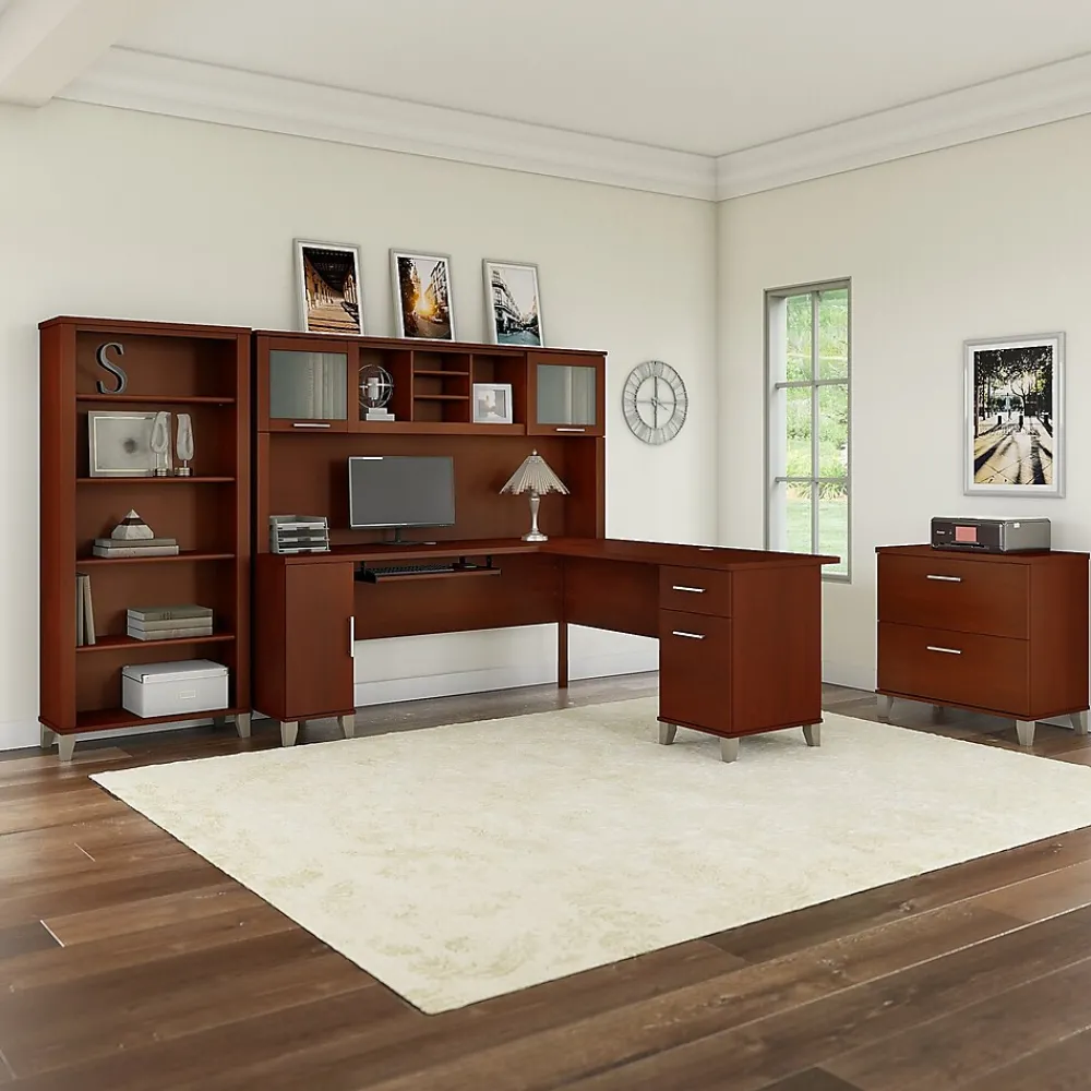 L-Desks*Bush Furniture Somerset 72"W L Shaped Desk with Storage, (WC81710K) Hansen Cherry