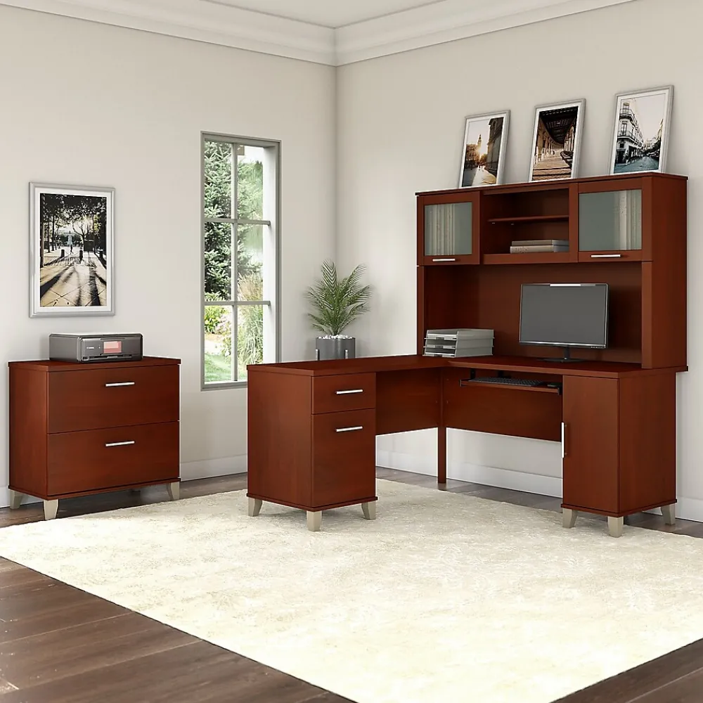 Computer Desks*Bush Furniture Somerset 60"W L Shaped Desk with Storage, (WC81730K) Hansen Cherry