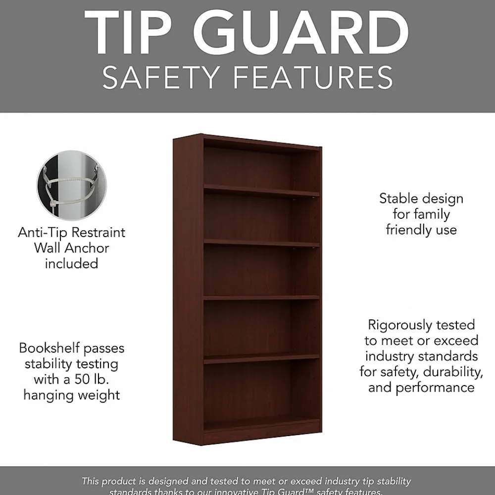 Bookcases*Bush Furniture Universal 72"H 5-Shelf Bookcase with Adjustable Shelves, Vogue Cherry, 2/Set (UB003VC)