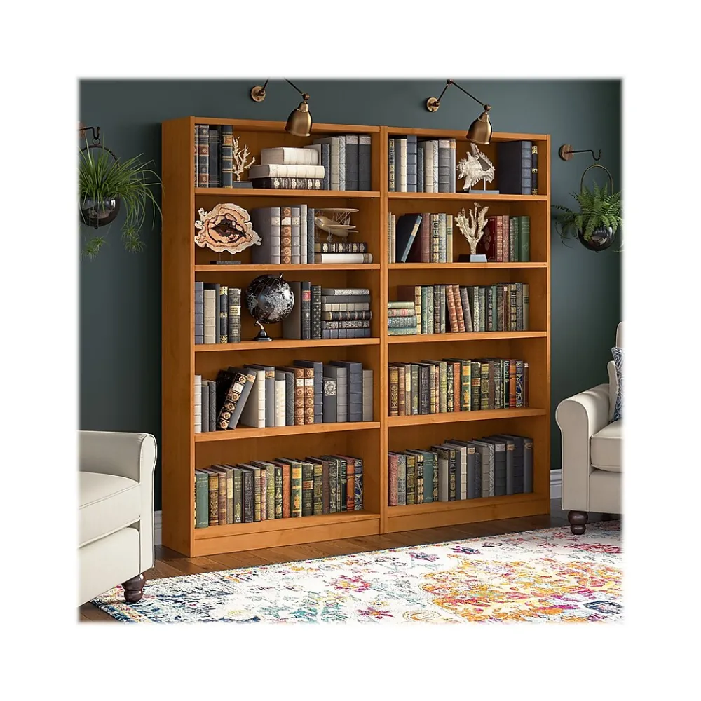 Bookcases*Bush Furniture Universal 72"H 5-Shelf Bookcase with Adjustable Shelves, Natural Cherry Laminated Wood (WL12467)