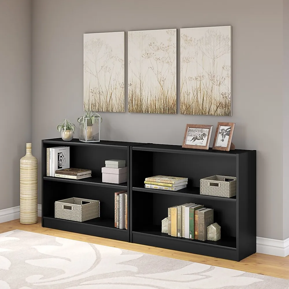 Bookcases*Bush Furniture Universal 30"H 2-Shelf Bookcase with Adjustable Shelf, Black Wood (WL12438)
