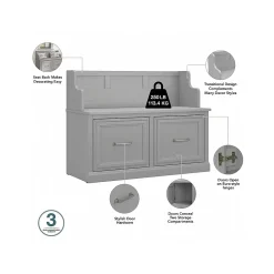 Storage Cabinets*Bush Furniture Woodland Entryway Storage Set with Hall Trees and Shoe Bench with Doors, Cape Cod Gray (WDL011CG)