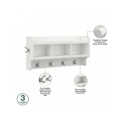 Storage Cabinets*Bush Furniture Woodland Full Entryway Storage Set with Coat Rack and Shoe Bench with Doors, White Ash (WDL013WAS)