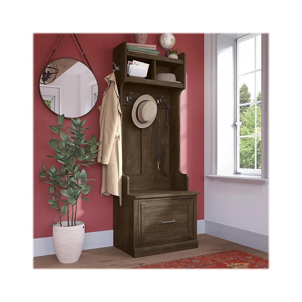 Storage Cabinets*Bush Furniture Woodland 24W Hall Tree and Small Shoe Bench with Drawer, Ash Brown (WDL007ABR)