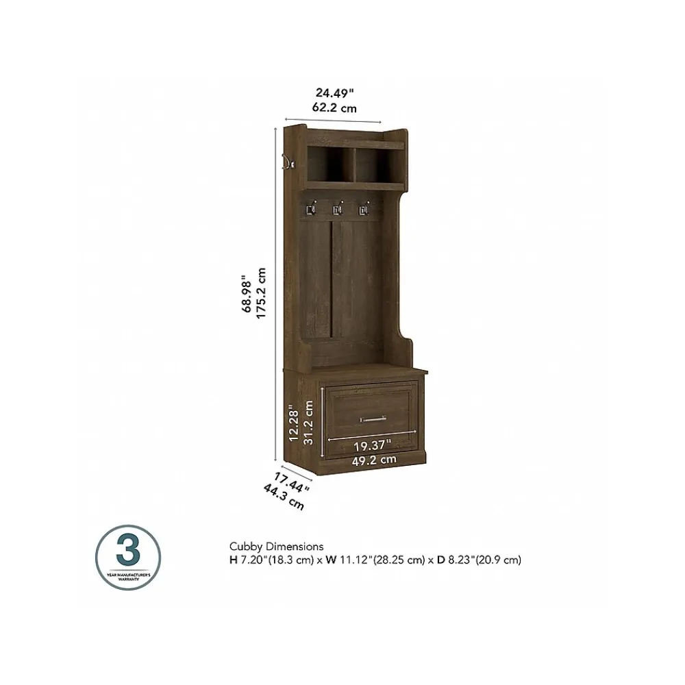 Storage Cabinets*Bush Furniture Woodland 24W Hall Tree and Small Shoe Bench with Drawer, Ash Brown (WDL007ABR)