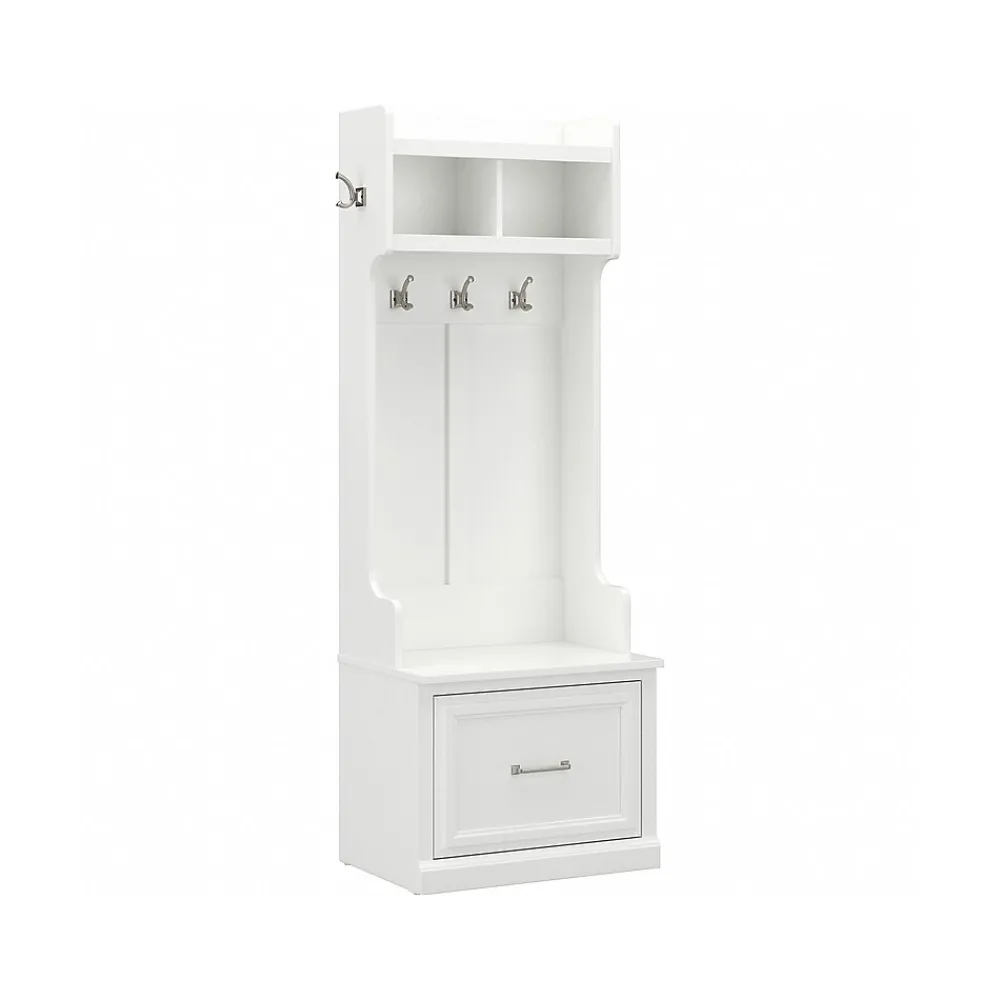 Storage Cabinets*Bush Furniture Woodland 24W Hall Tree and Small Shoe Bench with Drawer, White Ash (WDL007WAS)