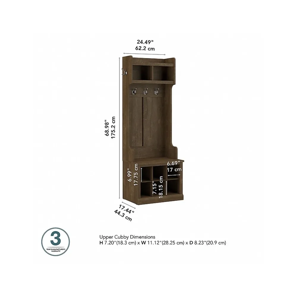 Storage Cabinets*Bush Furniture Woodland 24W Hall Tree and Small Shoe Bench with Shelves, Ash Brown (WDL008ABR)