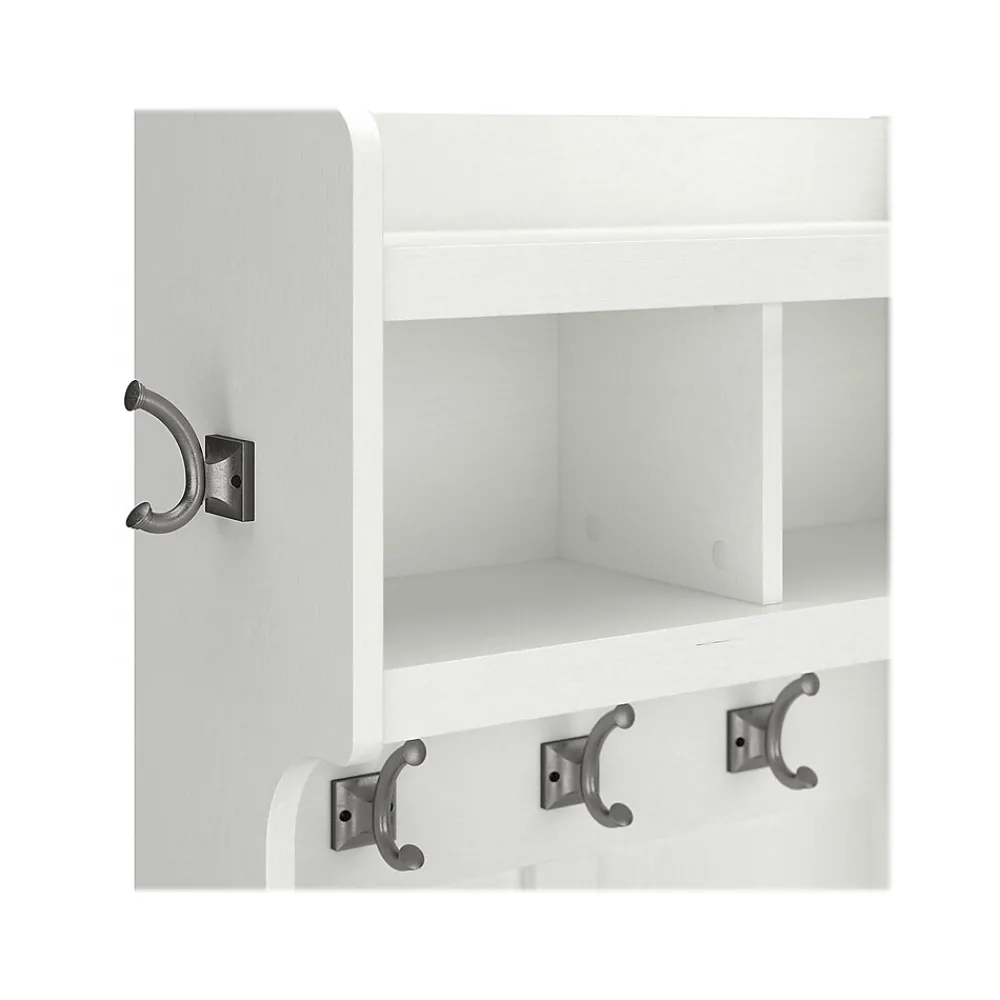 Storage Cabinets*Bush Furniture Woodland 24W Hall Tree and Small Shoe Bench with Shelves, White Ash (WDL008WAS)