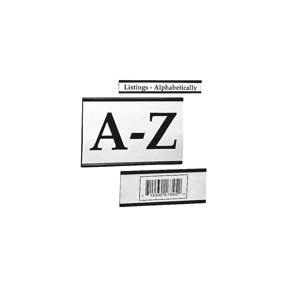 Labels|Unbranded C Channel Label Holders, 1"W x 3"L, Black/White, 25/Carton (LH191)