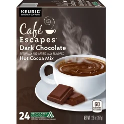 Cafe Escapes Dark Chocolate Hot Cocoa Mix, Keurig® K-Cup® Pods, 24/Box (6802)