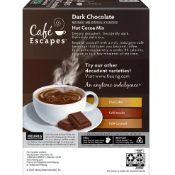 Cafe Escapes Dark Chocolate Hot Cocoa Mix, Keurig® K-Cup® Pods, 24/Box (6802)