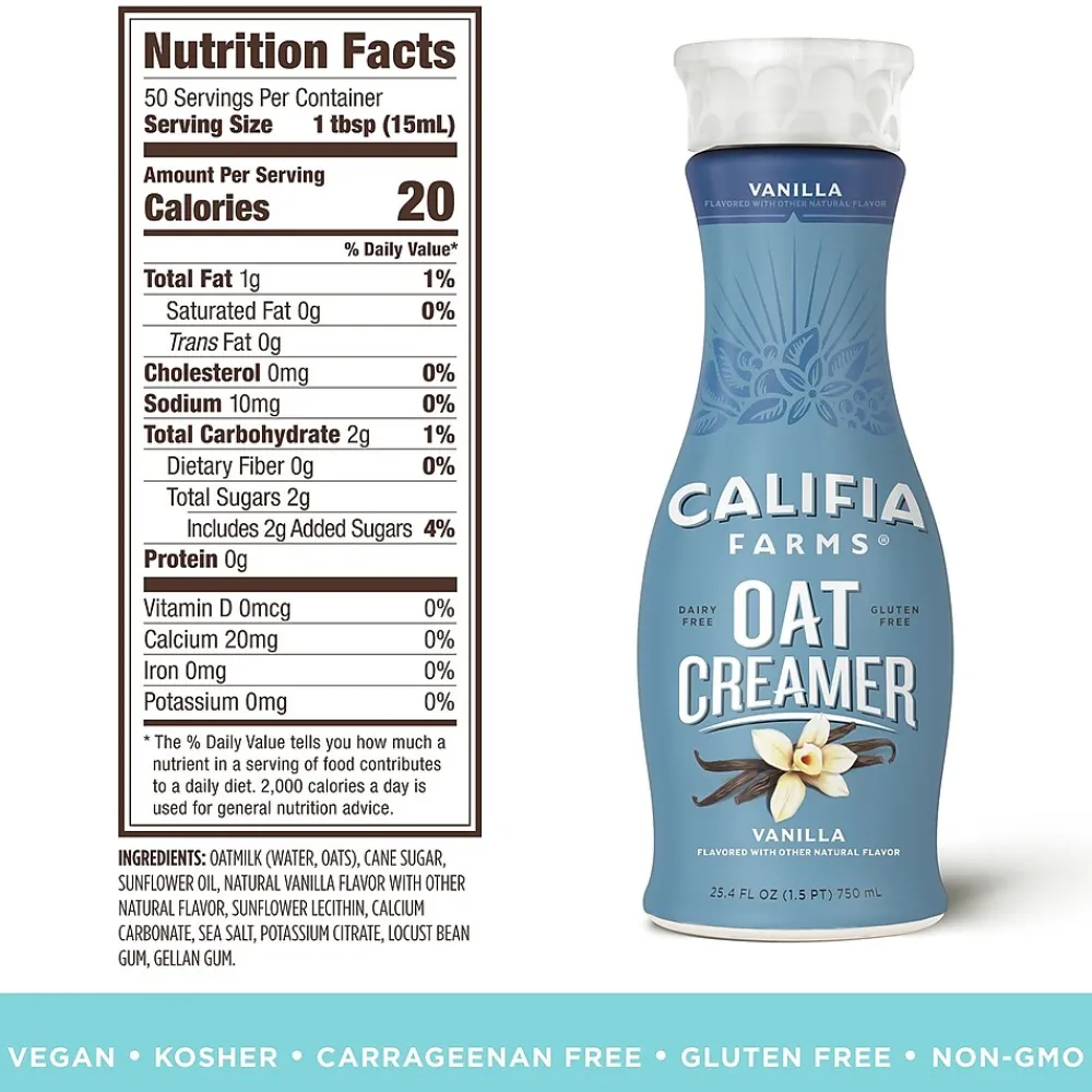 CALIFIA FARMS Vanilla Oat Creamer, 25.4 Oz, 2PK