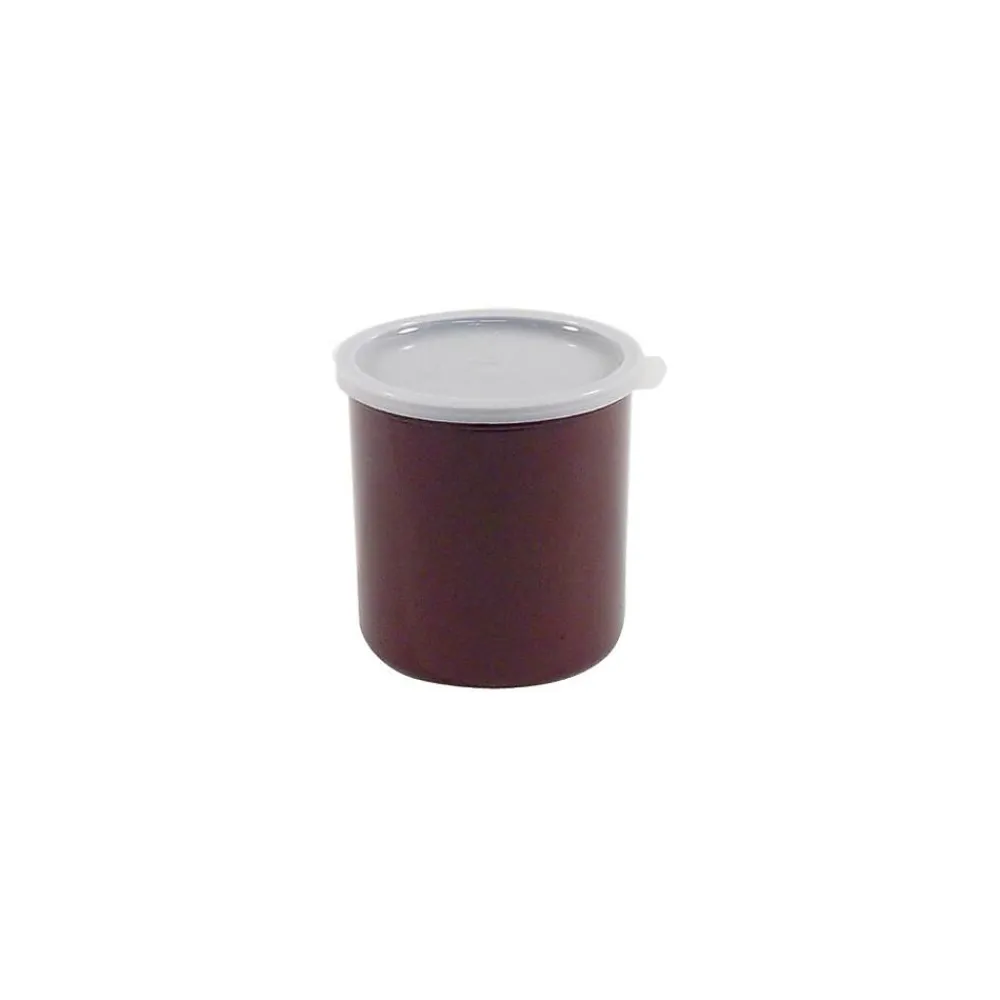 Cambro 1 1/5 Qt. Brown Crock with Lid, 5 1/16" Dia x 4 3/16" H, Brown (CP12195)