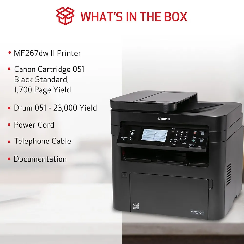 Canon imageCLASS MF267dw II Wireless Black & White Laser Printer, All-In-One, Print, Scan, Copy, Fax (5938C010)