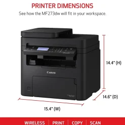 Canon imageCLASS MF273dw Wireless Black & White Laser Printer, All-In-One, Print, Scan, Copy