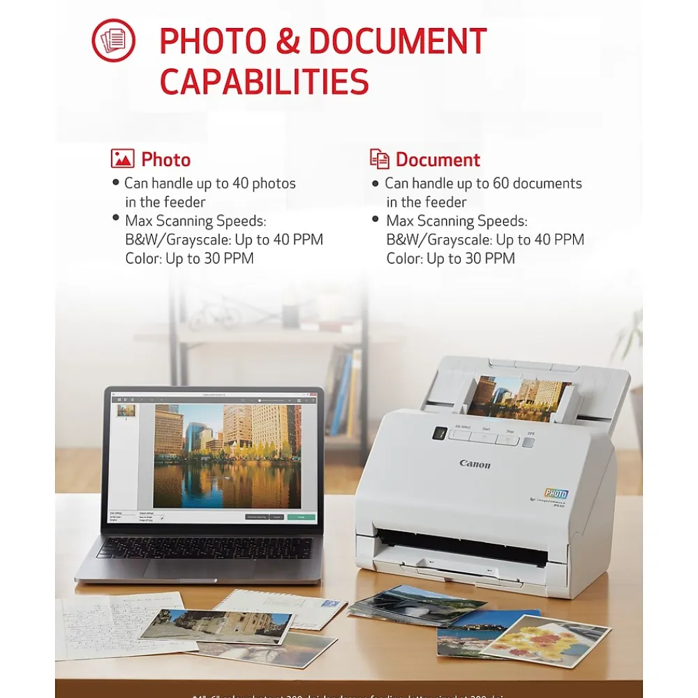 Canon imageFORMULA RS40 USB Duplex Overhead Photo Scanner, White (5209C001)