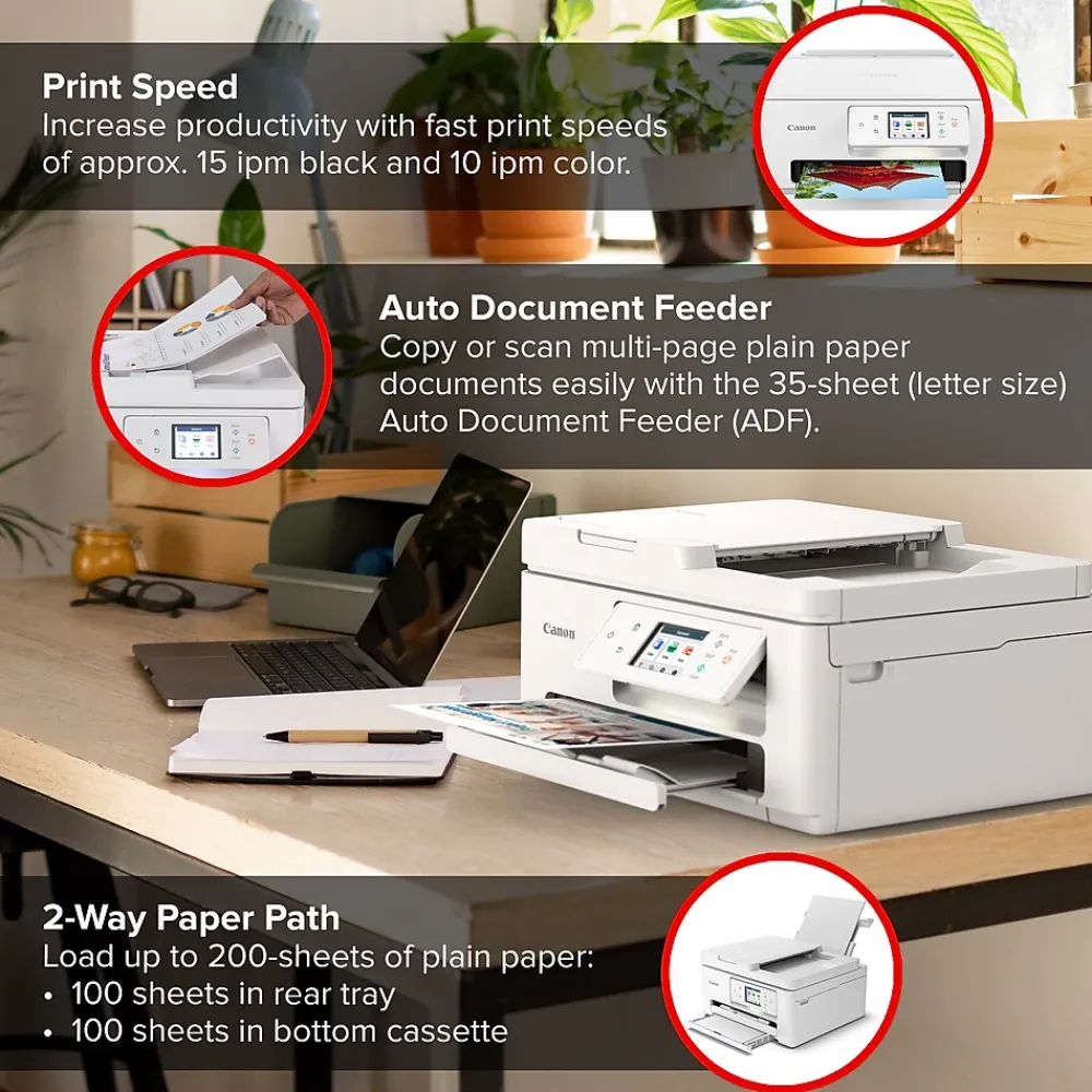 Canon PIXMA TR7820 Inkjet Printer, All-in-One, Print, Scan, Copy (6258C002)