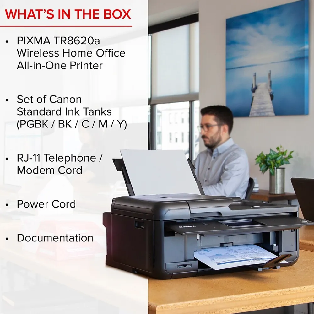 Canon PIXMA TR8620a Wireless Color Inkjet Printer, All-In-One, Print, Scan, Copy, Fax (TR8620A)