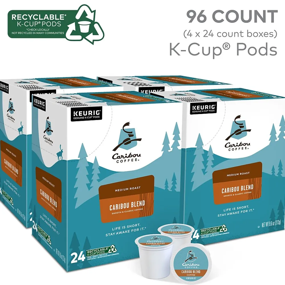 Caribou Coffee Caribou Blend Coffee Keurig® K-Cup® Pods, Medium Roast, 96/Carton (10307)