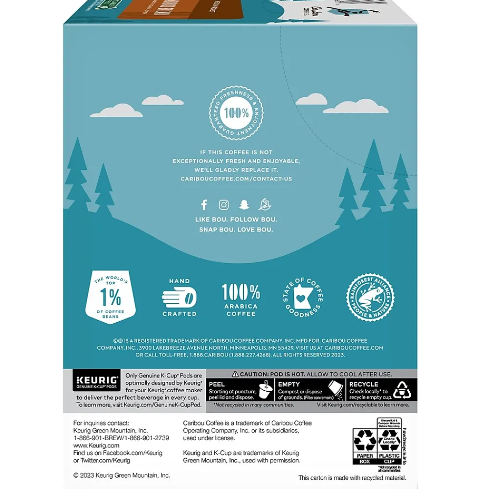 Caribou Coffee Caribou Blend Coffee Keurig® K-Cup® Pods, Medium Roast, 96/Carton (10307)