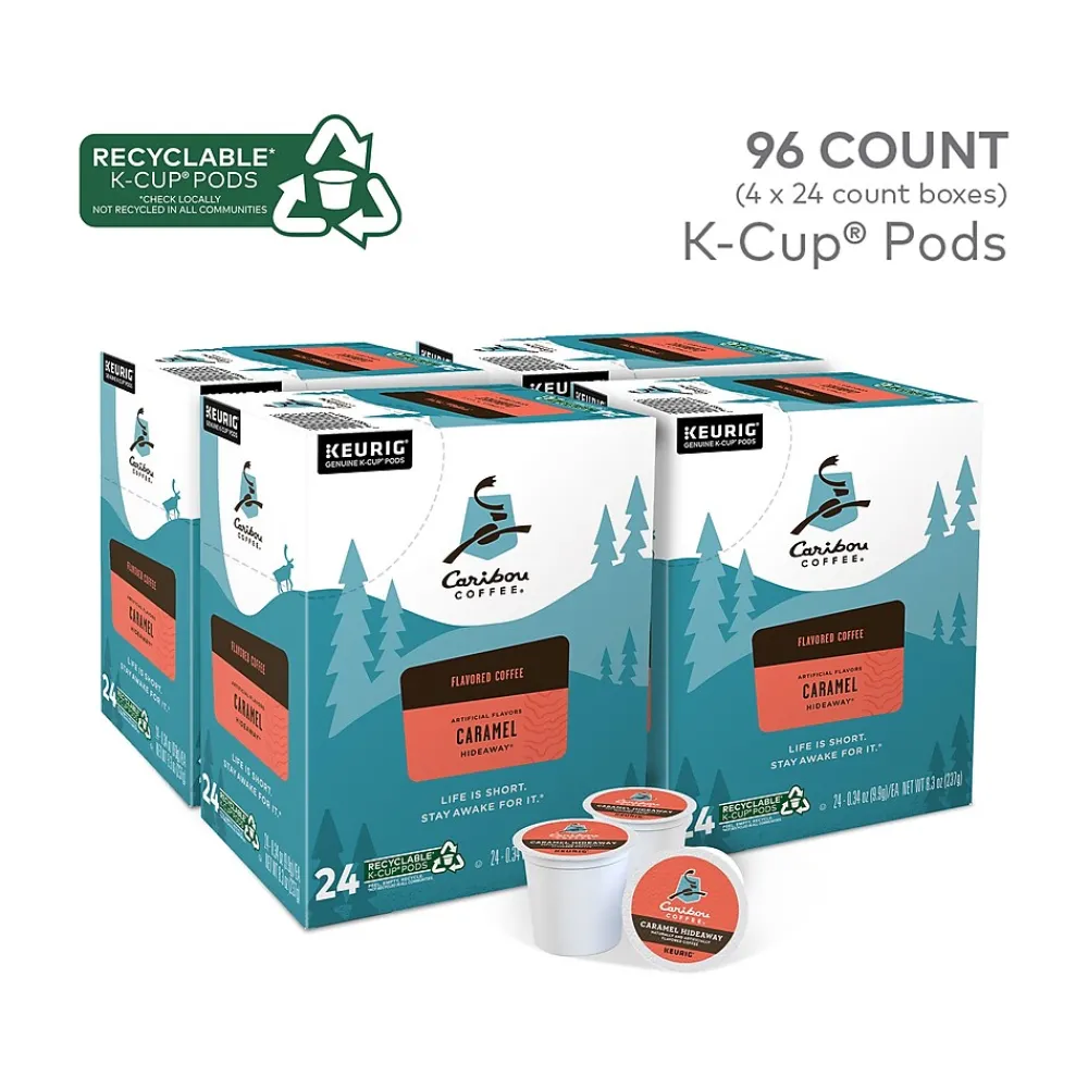 Caribou Coffee Caramel Hideaway Coffee Keurig K-Cup Pods, Medium Roast, 96/Box (736685CT)
