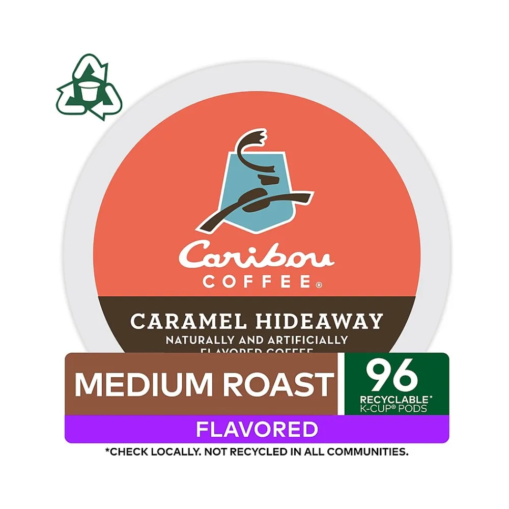 Caribou Coffee Caramel Hideaway Coffee Keurig K-Cup Pods, Medium Roast, 96/Box (736685CT)